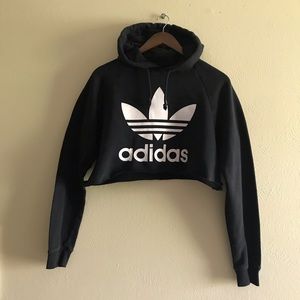 Black Adidas Cropped Hoodie